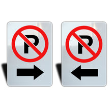 Load image into Gallery viewer, (2 Pack) Inside Arrows No Parking Signs, Aluminum.