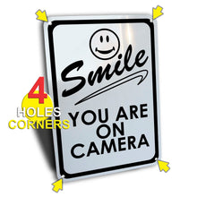 Load image into Gallery viewer, Smile You Are On Camera Video Surveillance Sign, Black, Aluminum