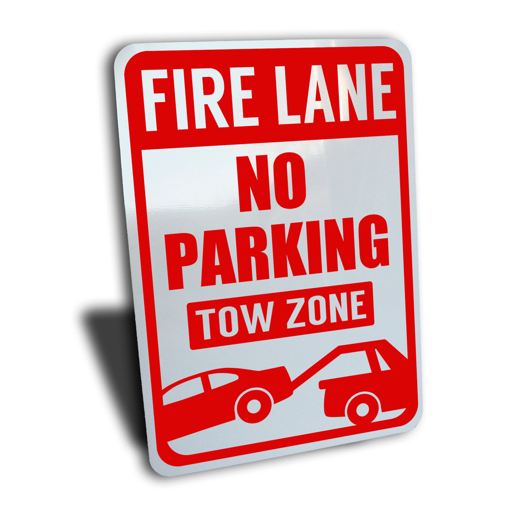 Fire Lane No Parking Tow Zone Sign, Color Options, Aluminum.