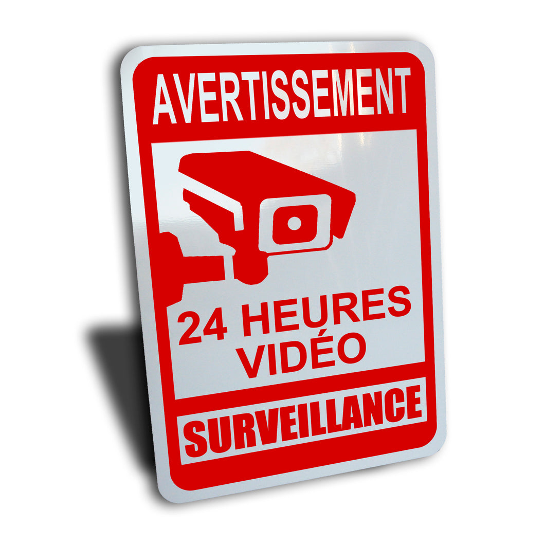 French Video Surveillance Sign, Aluminum