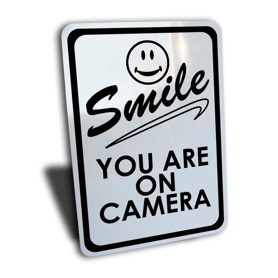 Smile You Are On Camera Video Surveillance Sign,  Black, Aluminum