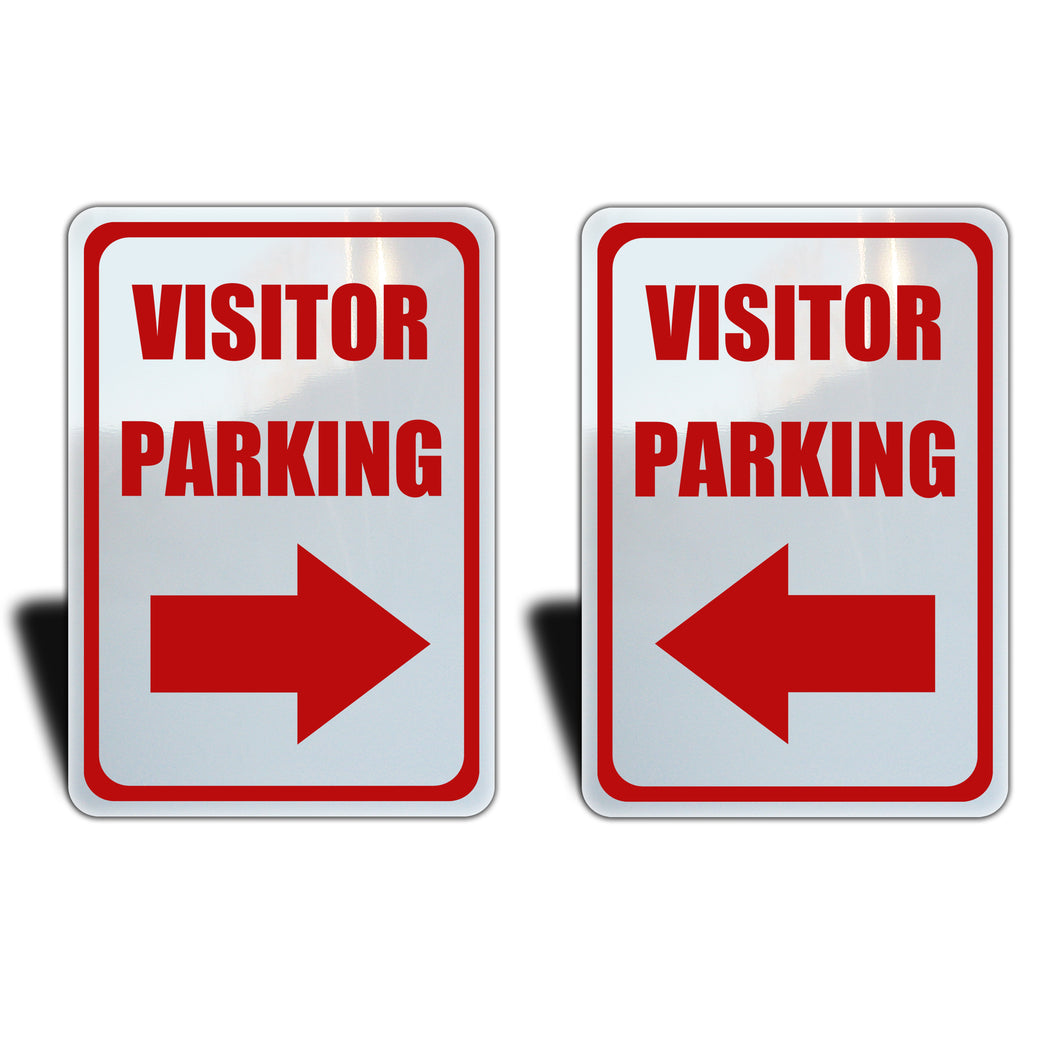 (2 Pack) Inside Arrows Visitor Parking Sign, Color Options, Aluminum.